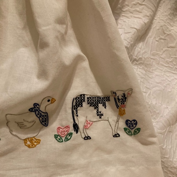 Handmade simple rabbit doll with pretty hand embroidered dress cow pig chicken - Picture 9 of 14